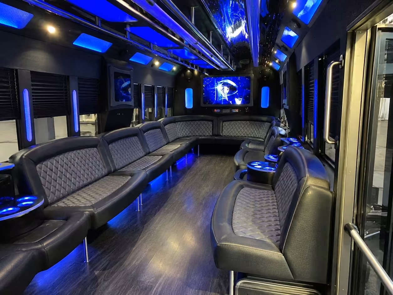 15 passenger party bus inside